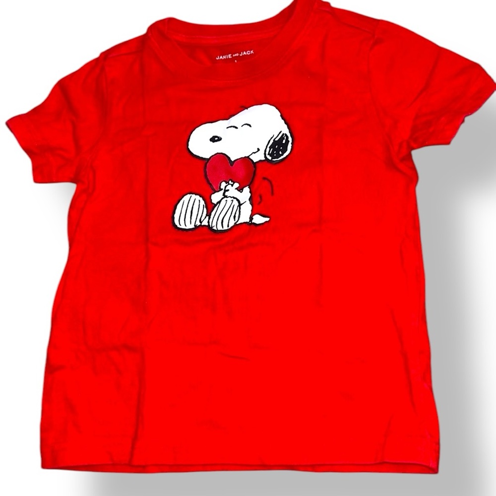Janie and Jack Peanuts Snoopy Red Heart Graphic Tee Kids 3T